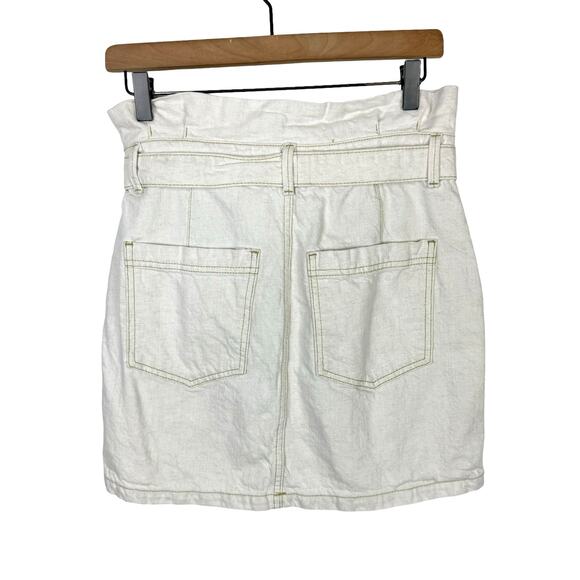 Free People Splendor in the Grass Neutral Ivory Denim High Waist Paperbag Skirt - Picture 5 of 9